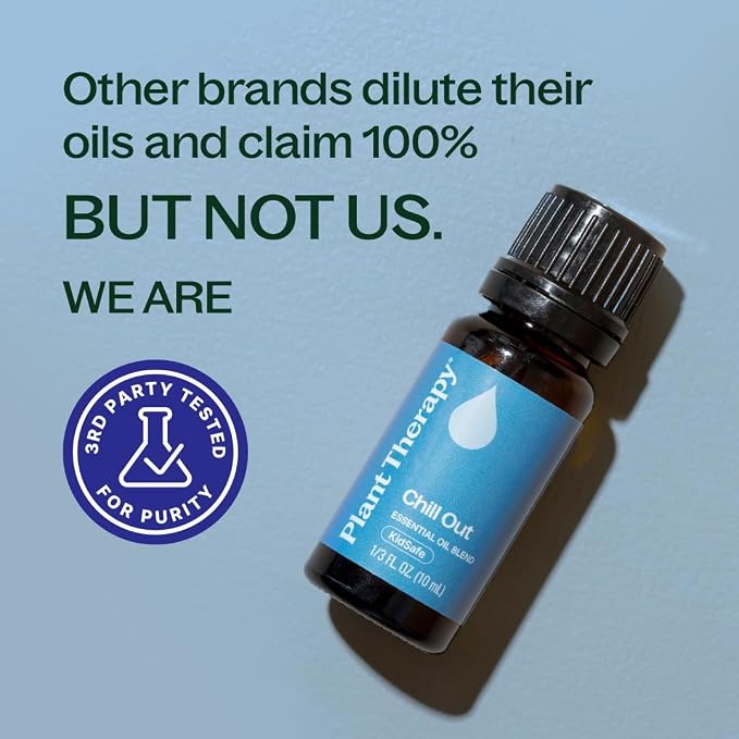 Plant Therapy Chill Out Essential Oil Blend (Formally Let It Go), 10 mL (1/3 oz), for Stress & Calming Relief, 100% Pure, Undiluted, Great for Essential Oil Diffusers