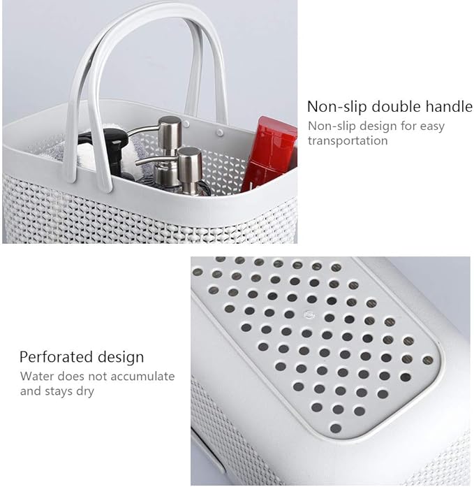 UUJOLY Plastic Organizer Storage Baskets with Handles, Shower Caddy Bins Organizer for Bathroom and kitchen (3 Pack, Grey)