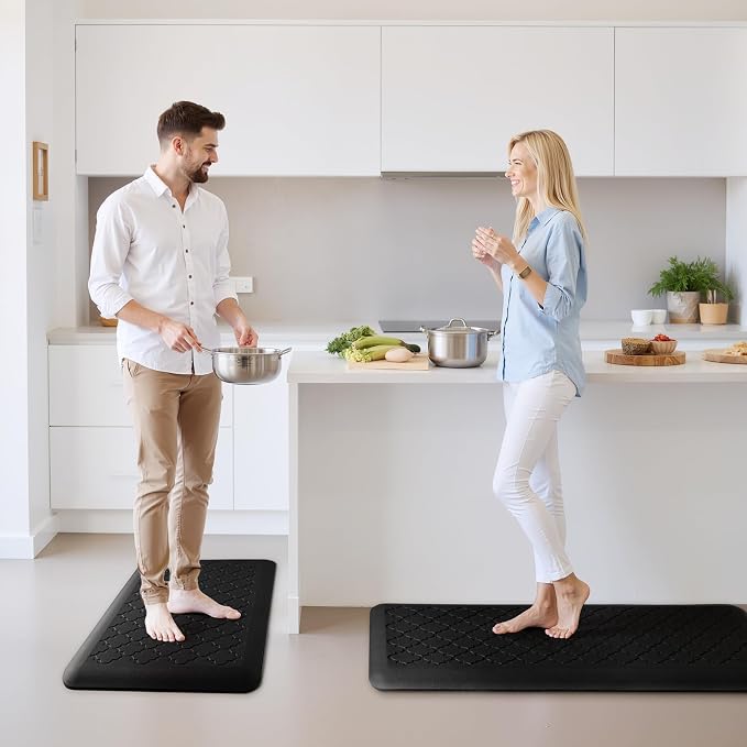 TranquilRelax 4/5 Inch Thick Anti-Fatigue Kitchen Mat Water Resistant Non-Slip Kitchen Floor Mat Ergonomic Comfort Standing Mat for Home Kitchen Office Laundry 17.3"x 39" Black