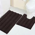 Turquoize Chenille Bathroom Rugs Set Non-Slip Bath Mats for Bathroom Super Absorbent Shaggy Shower Mat for Tub Kitchen Plush Bath Rug Plus U Toilet Mat (Standard: 20" x 32" and 20" x 20" U), Chocolate