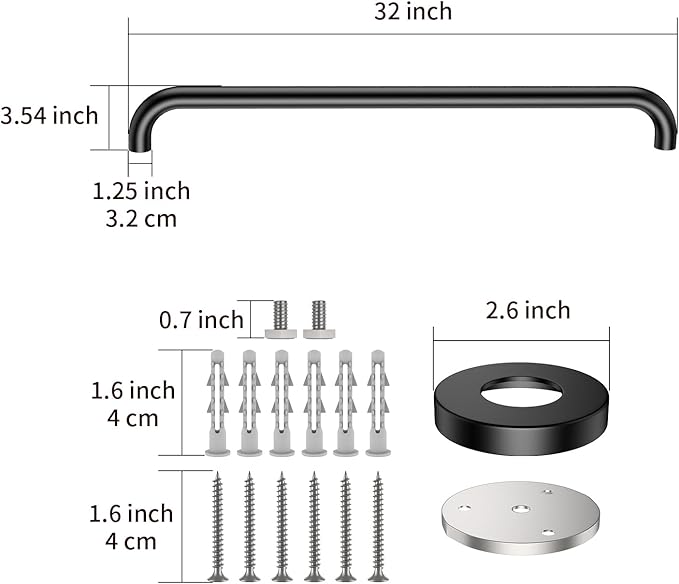 2 Pack 32 Inch Black Shower Grab Bars, ZUEXT Stainless Steel Bathroom Wall Grab Bar Handle, Shower Balance Bar, Safety Hand Rail Support,Handicap Elderly Senior Assist Bath Grab Handle(1.25" Diameter)