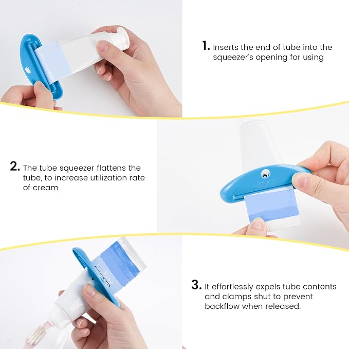 LOVEINUSA Toothpaste Squeezers Bulk, 12PCS Multicolor Toothpaste Clips Tube Squeezer Dispenser Assorted Colors for Hair Gel Glue Tube Ointment