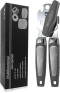Safring Can Opener Manual, Handheld Strong Heavy Duty Stainless Steel Can Opener, Comfortable Handle, Sharp Blade Smooth Edge, Can Openers with Multifunctional Bottle Opener, Gray