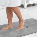 Memory Foam Bath Mat Non Slip Absorbent Super Cozy Velvet Bathroom Rug Carpet (20 inches X 32 inches, Grey)