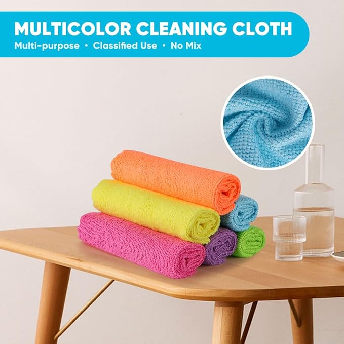 Orighty Microfiber Cleaning Cloth, 400 Pack Highly Absorbent Cleaning Rags, Household Cleaning Supplies, Microfiber Towels Lint Free Cloths for House, Kitchen, Car Care, 12x11 Inch, Multicolor