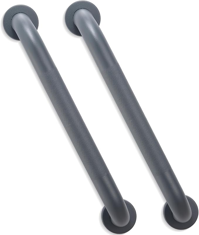 Grab Bars for Shower, Zynuhmo 2 Pack 16 Inch Anti Slip Stainless Steel Bathroom Safety Shower Grab Bar Handrails for Handicap Injury Pregnant Senior Assist Shower Handles(Gun Grey, 1.25" Diameter)