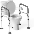 Loyoda Toilet Safety Rails,Height-Adjustable Toilet Frame Width-Adjustable Toilet Handles Foldable Toilet Rail Provides Support for Seniors ， Pregnant ，Disabled （Gray）