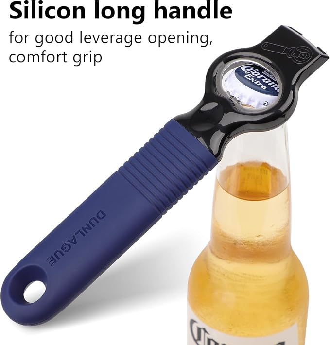 2-Pack Magnetic Beer Bottle Opener & Soda Can Opener, 2-in-1 Bottle Opener and Can Tab Opener Tool for Bartender, Long Nails, Arthritis, Silicone Handle with Build in Magnet - Navy Blue