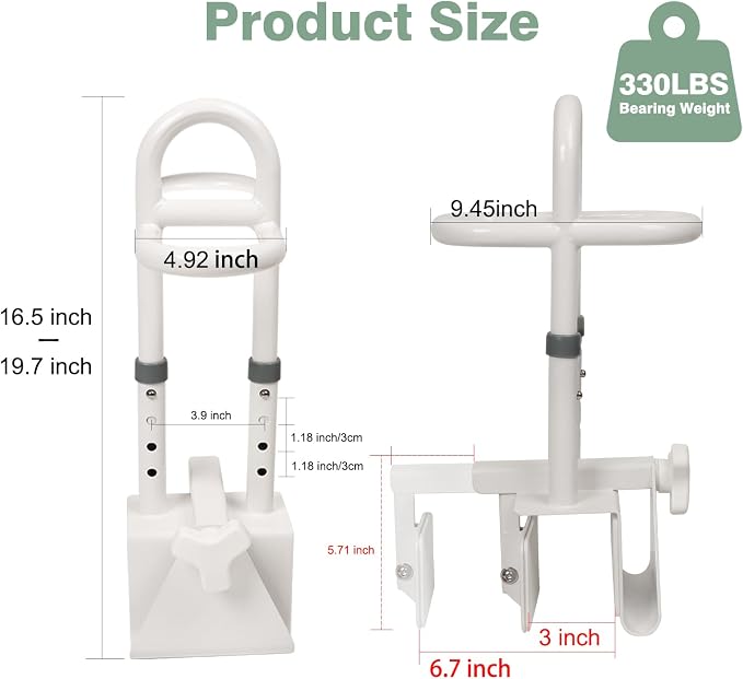 YEEGO DIRECT Bathtub Safety Rail, Height Adjustable Shower Bathtub Grab Bars for Seniors, Innovative Triple Grip Bathtub Handles for Seniors, Waterproof Frame, 300 LBS Weight