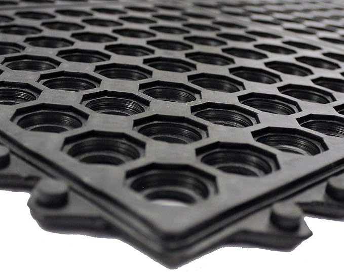Envelor Interlocking Rubber Floor Mat Restaurant Kitchen Mat for Floor Anti Fatigue Bar Mat Door Mat Non - Slip Mat Indoor Outdoor Shower Pool Drainage Mat Durable Garage Flooring 36 x 36 Inch