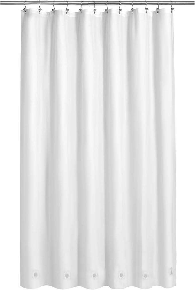 Barossa Design White Shower Curtain Liner with 6 Magnets - Waterproof PEVA Shower Liner for Bath Tub, 72" x 72" Standard Size, PVC Free & Metal Grommets - White, 72x72