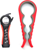 Jar Opener for Seniors with Arthritis,Jar Opener for Weak Hands,5-in-1 Bottle Opener,4-in-1 Can Opener… (Red)