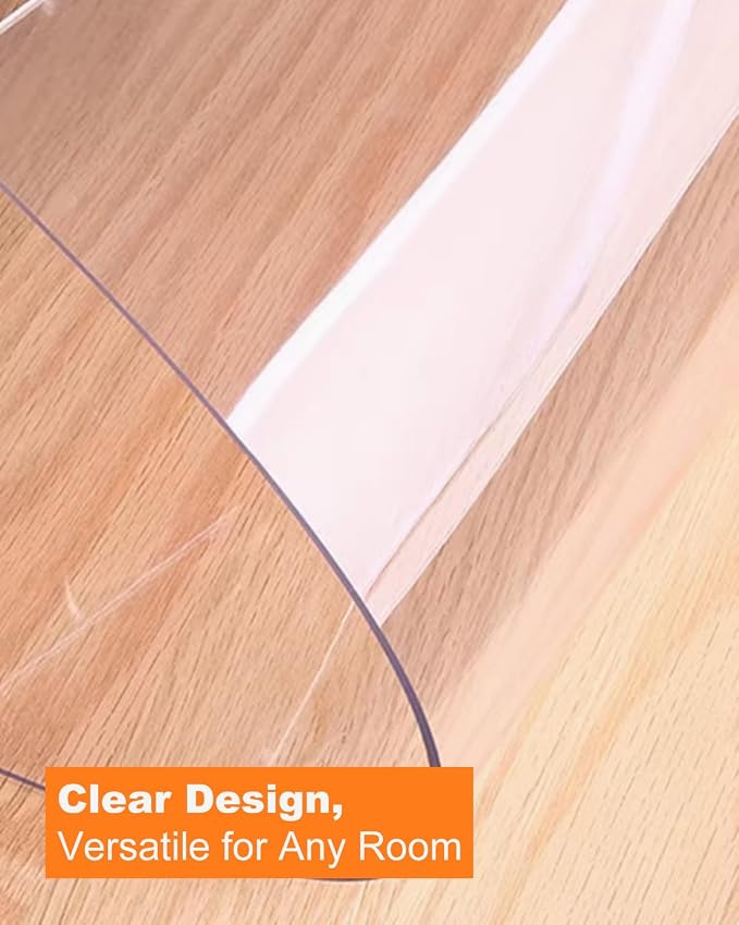 Clear PVC Mat 3x3ft, 2mm Thick Soft Vinyl Mat for Countertop, Table or Hard Floor, Scratch-Resistant, Waterproof, Easy to Clean, High-Resilience（36x36 inch