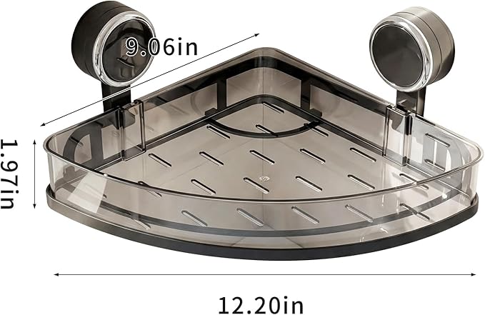 Suction Cup Corner Shower Caddy, Shower Caddy Basket with Powerful Suction for Bathroom, Waterproof & Rustproof Organizer for Bathroom Storage, No-Drilling Removable - 1 Pack