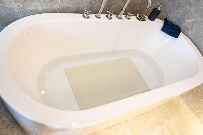 BOWERBIRD Premium Comfort & Safety Bathtub Mat: 800+ Air-Filled Cells for Cloud-Like Softness & Cushioned Support | Non-Slip Design for Sensitive Feet, Reduces Fatigue, Natural Rubber (Cream