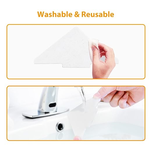 Rug Tape, 10 Pcs Double Sided Non Slip Reusable Rug Stopper, Washable Rug Pad Grippers for Hardwood Floors, Tile Floors, Carpets, Floor Mats, Wall (White)