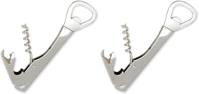 Chef Craft Select Bottle Opener and Corkscrew, 5.5 inches in length, Nickle Plated (Pack of 2)