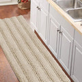Turquoize Bathroom Runner Area Chenille Rug Oversize Non-Slip Shag Kitchen Shower Bath Mat Extra Long Fog Striped Washable for Bathroom, Size 59" x 20", Fog