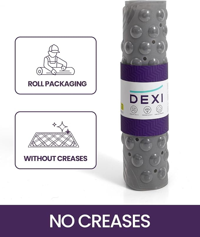 DEXI Bathtub Mat Non Slip 16x35, Shower Floor Mats for Bathroom Bath Tub, Washable Oval Bathmat with Suction Cups and Drain Holes, Clear Gray