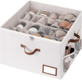 StorageWorks Shoe Organizer for Closet, Shoe Storage Bins with Clear Lid, Fabric Shoe Boxes with Side Mesh Pockets, Closet and Storage Bins for Slippers and Flats, Holds Up to 16 Pairs, Beige
