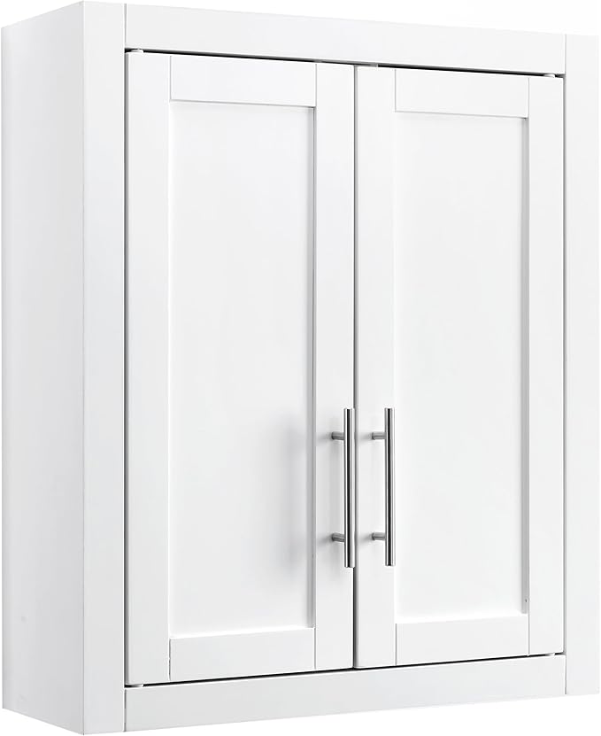 Crosley Furniture Savannah Wall Mounted Bathroom Storage Medicine Cabinet with Shelves, Snow