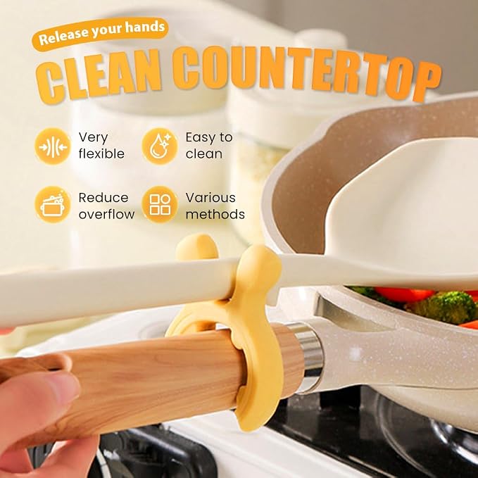 Multifunction Silicone Pot Handle Spatula Rack, 2026 Non-Slip Spoon Holder Stove Organizer Kitchen Gadgets, Steam Releaser,Utensil Anti Scalding Pot Clip for Cooking Accessories (1, 3 Color)