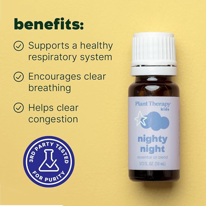 Plant Therapy Kids Nighty Night Essential Oil Blend for Sleep, 10 mL (1/3 oz), 100% Pure, Undiluted, Natural Aromatherapy, Encourages a Good Night's Rest