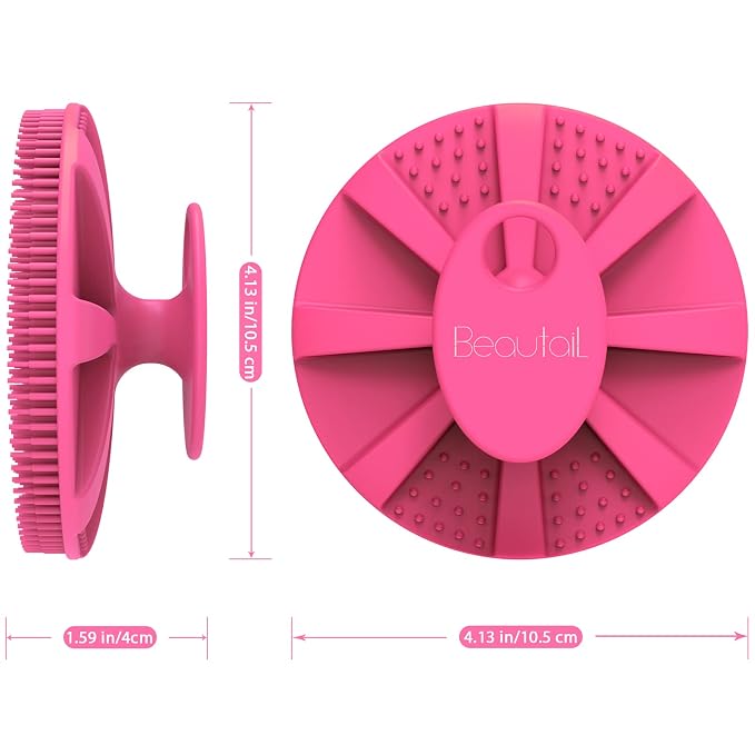 Silicone Body Scrubber, BEAUTAIL Shower Bath Scrubber, More Hygienic Than Traditional Loofah, Lather Nicely, Long Lasting, Gentle Exfoliating Brush for Women Men Baby Sensitive Skin, 1 Pack, Rose
