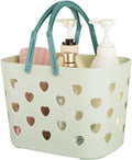 Anyoifax Portable Shower Caddy Tote Plastic Storage Basket with Handle Box Organizer Bin for Bathroom, Pantry, Kitchen, College Dorm, Garage - Green