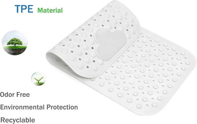 Bath Tub Mat Shower Mat Non Slip Bathtub Mats with Suction Cups Bath Mat for Tub Bathroom Mats 28" X 16" Machine Washable (White)