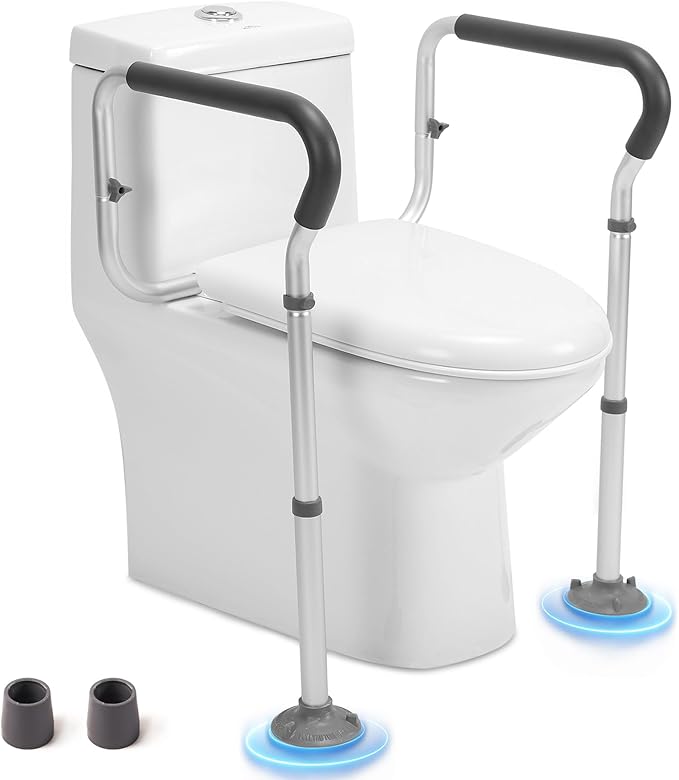 Toilet Safety Rail for Seniors, Toilet Grab Bars for Seniors and Disabled, Toilet Handles for Elderly with Adjustable Width and Height, 350 lb Weight Capacity