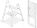 WOA WOA 2 Step Ladder, Foldable Step Stool, Aluminum Lightweight Ladder for Home Kitchen Closet, Anti-Slip Pedals, Ease of Folding, Portable, 300lbs Capacity - White