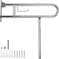 Handicap Grab Bar,29.5 Inch Stainless Steel 1.25" Diameter Toilet Safety Rails for Bathroom with Paper Holder, Anti-Slip Flip-Up Support Rail for Seniors Elderly