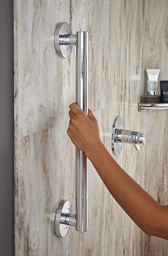 Delta Contemporary (1-Pack) 18' Shower Grab Bar ADA Compliant Matte Black 450 lb Capacity Bathroom Safety Handle for Shower, Bathtub | Wall Mounted Balance Assist, Handicap Grip 41818-BL