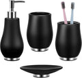 RQYIXI Bathroom Accessories Set 4 Pcs Toothbrush Holder Soap Dispenser Ceramic Bathroom Accessory Set with Toothbrush Cup Soap Dish Tumbler Black