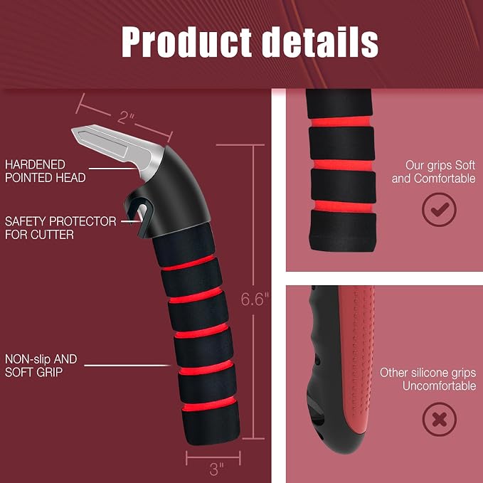 KOUNATSURI Car Door Handle for Elderly Car Assist Support Handle Multifunction Car Door Latch Bar for Seniors and Handicapped(Red)