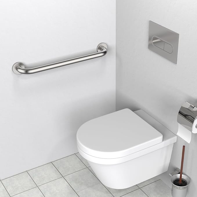 2 Pack 24 Inch Satin Brush Nickel Shower Grab Bar - 1.5" Diameter,ZUEXT Stainless Steel Bathroom Grab Bar, Bath Balance Bar,Safety Hand Rail Support, Handicap Injury Elderly Senior Assist Bath Handle
