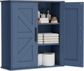 Homleke Bathroom Wall Cabinet, Over Toilet Storage Cabinet with Barn Doors and Adjustable Shelves, 3-Tier Medicine Cabinet Wall Mounted, for Bathroom, Kitchen, Entryway, Laundry Room, Blue, (7.9" D)