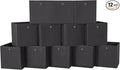Foldable Storage Cubes Bins ,11 Inch Cloth Storage Cube Fabric Storage Box Cubes Organizer Baskets with Handles for Home Organizer Set of 12 (Black)