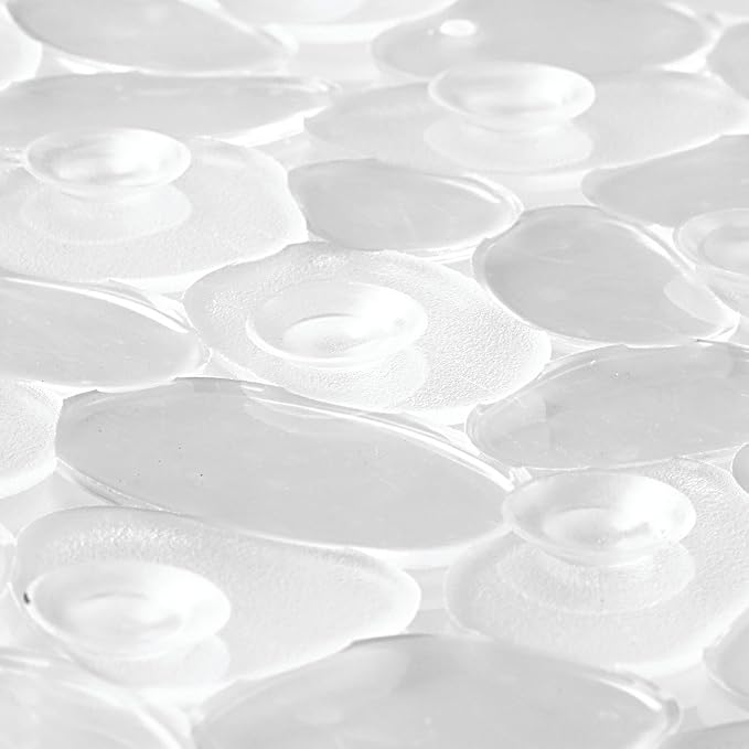 iDesign Pebblz Suction Non-Slip Bath Mat for Shower, Bathtub, Stall, 13.75" x 26.5", Clear
