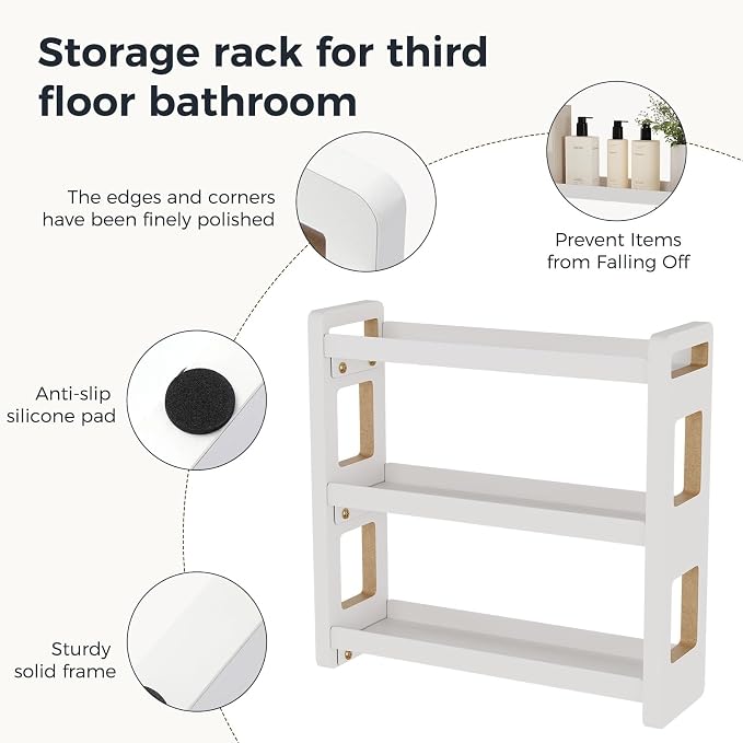 Bathroom Organizers And Storage,Bathroom Counter Organizer,Bathroom Counter Shelf,Bathroom Sink Organizer,Vanity Organizers,Vanity Storage,Makeup Organizer Countertop,Perfume Display(White 3 Tier)