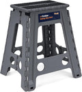 Flottian 18" Folding Step Stool for Adults and Kids Holds Up to 300 lbs,Non-Slip Folding Stools with Handle, Compact Plastic Foldable Step Stool for Bathroom,Bedroom, Kitchen,Gray,1PC