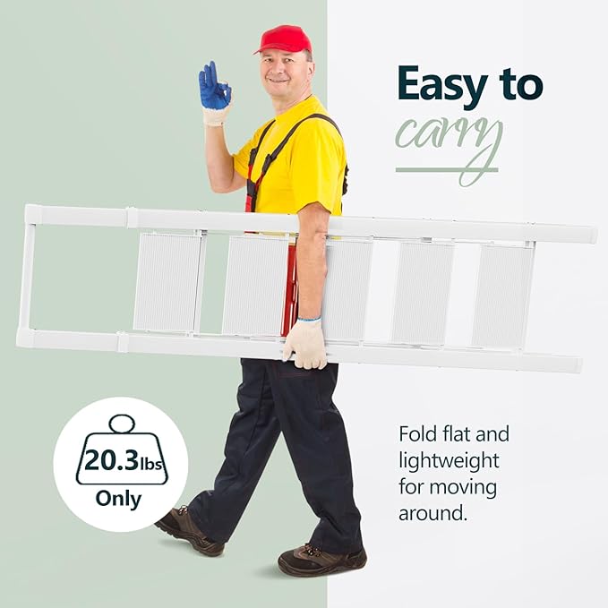 WOA WOA 5 Step Ladder, Ladders for Home, Anti-Slip Pedals, Step Stool Foldable, Lightweight to Move, Ease of Storage, Reach 10ft for Closet Kitchen Library, Hold 300lbs - White