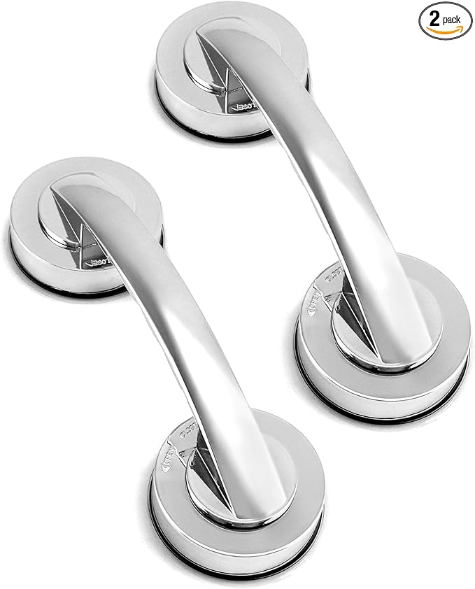 QWORK 2 Pack Glass Door Suction Handle, Shower Grab Bars Suction Handle, Non-Porous Absorption Handles for Cabinet Sliding Door, Window,Shower Door Drawer