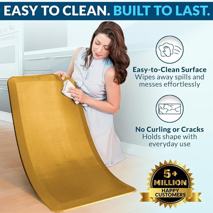 ComfiLife Anti Fatigue Floor Mat – 3/4 Inch Thick Kitchen Mats for Floor, Standing Desk Mat, Kitchen Rug – Comfort at Home, Office – Durable – Stain Resistant – Non-Slip Bottom (20" x 39", Mustard)