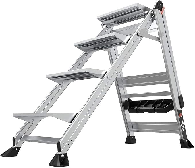 Little Giant Ladders, Jumbo Step, 4-Step, 3 foot, Step Stool, Aluminum, Type 1AA, 375 lbs weight rating, (11904), Gray