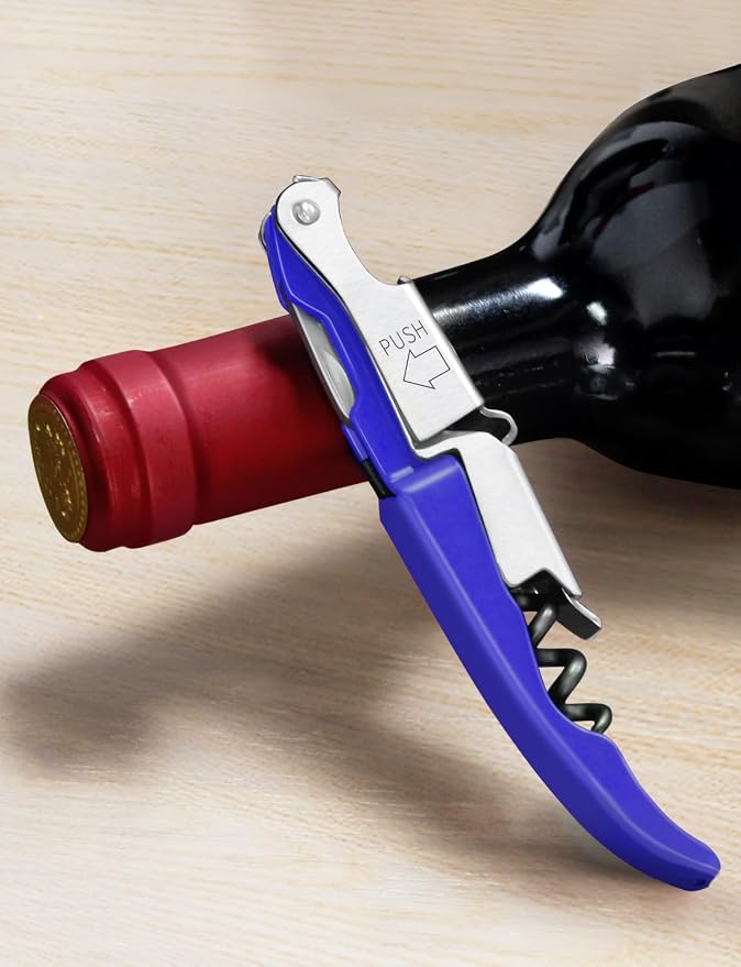 CORKAS Wine Key - Professional Handcrafted Heavy Duty Waiter Corkscrew, Compact Wine Opener with Double Hinged, Foil Cutter and Bottle Opener, Gifts for Servers, Sommelier, Bartenders - Blue