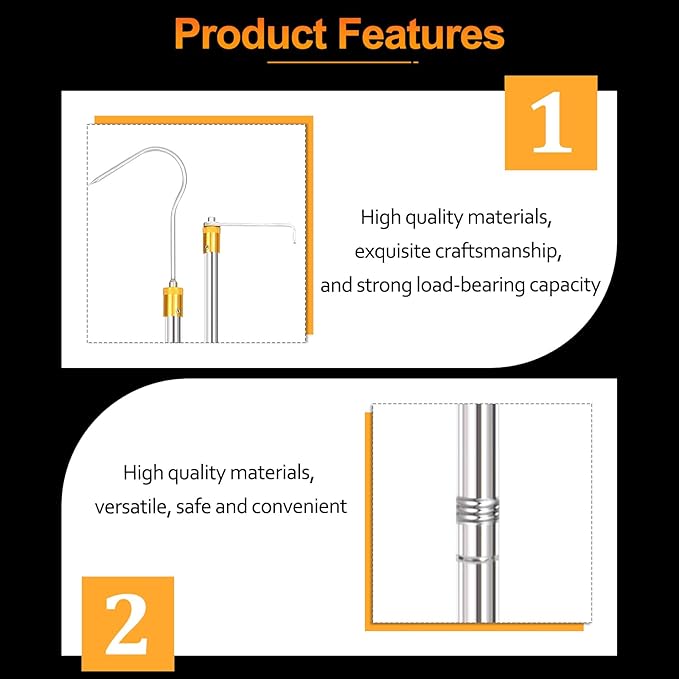 Cagaloi Cargo Grabber Reach Retriever Tool ，30-inch - 75-inch Adjustable Extensions.Versatile Heavy-Duty Truck Accessory for Pickup Truck Bed Hook bar with Comfortable Foam Handle and Two Long Hooks