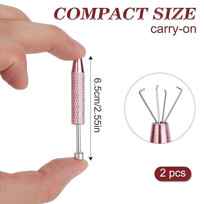 2 PCS Piercing Ball Grabber Tool Diamond Claw Tweezers Piercing Assistant Pen Stainless Steel Jeweler Pick Up Tool 4 Claw Gem Picker Tool Pink Chip Pick for Small Parts Pickup