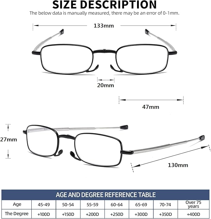 Folding Reading Glasses for Men Women, Keychain Compact Readers Blue Light Portable Pocket Eyeglasses